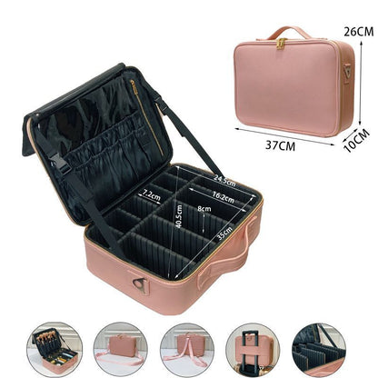 Leather Clapboard Cosmetic Bag Professional Make Up Case Storage Handbag Travel