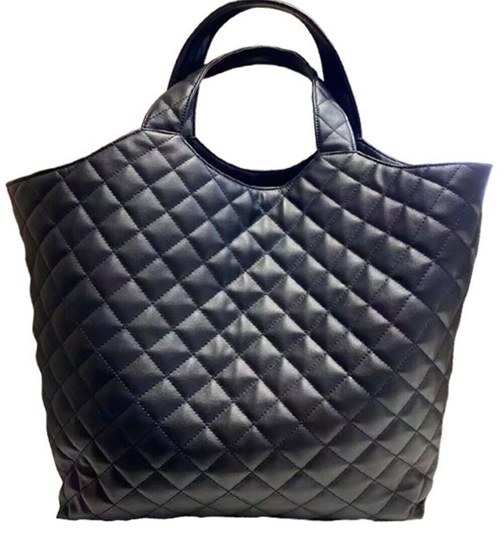 Women's Purse Handbag Genuine Leather Quilted Maxi Shopper Icare Large Tote Bag