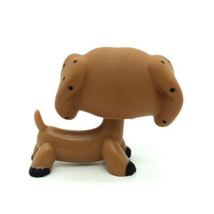 Mini Pet Shop Toys Spotted Dachshund Dog Brown Green Eyes Rare Kids Gift LPS