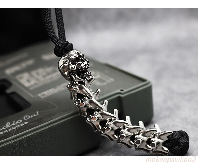 EDC Hand-woven Spine Umbrella Rope Skull Knife Handle Pendant keychain Pendant