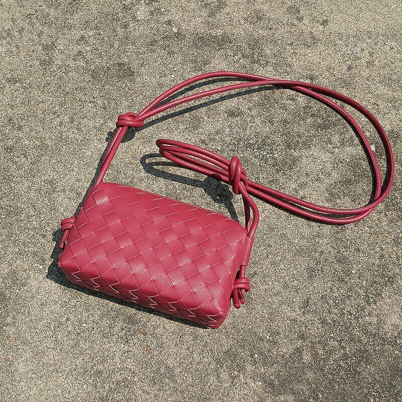 Small Handbag Phone Bag Mini Shoulder Straps Knotted Crossbody Bag Leather 1 PC