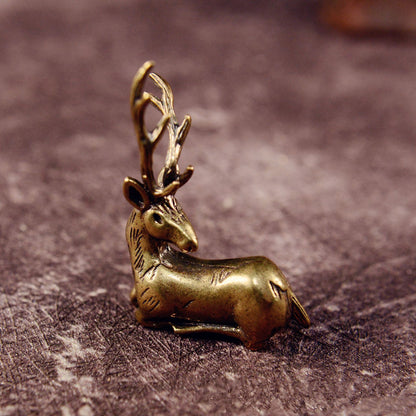 Brass Deer Statue Fawn Figurine Home Desktop Decor Gift Tea Pet Ornaments