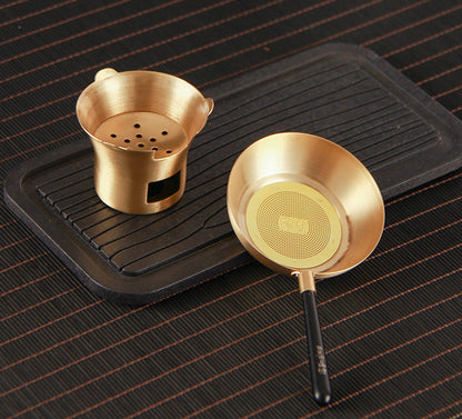 Copper Filter Net With Handle Chinese Tea Accessories Tea Strainer With Holder