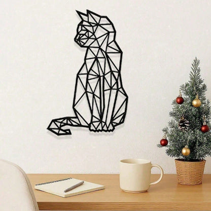 CIFbuy Vintage 3D Iron Cat Wall Art Geometric Metal Sculpture Farmhouse Gift
