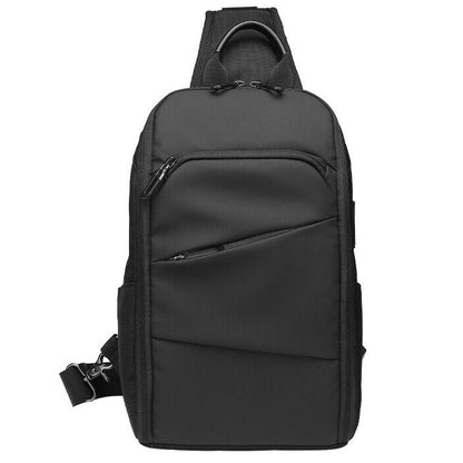 Men's Sling Backpack Oxford cloth Waterproof Crossbody Bag Black Daypack USBport