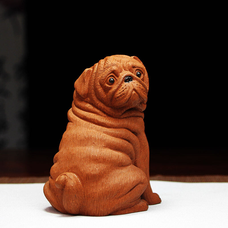 Yixing Zisha Pottery Handmade Tea Pet Dog Statue Home Garden Decoration Statue