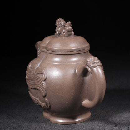 Chinese Yixing Zisha Clay Handmade Exquisite Teapot （祥瑞 底款：友泉）