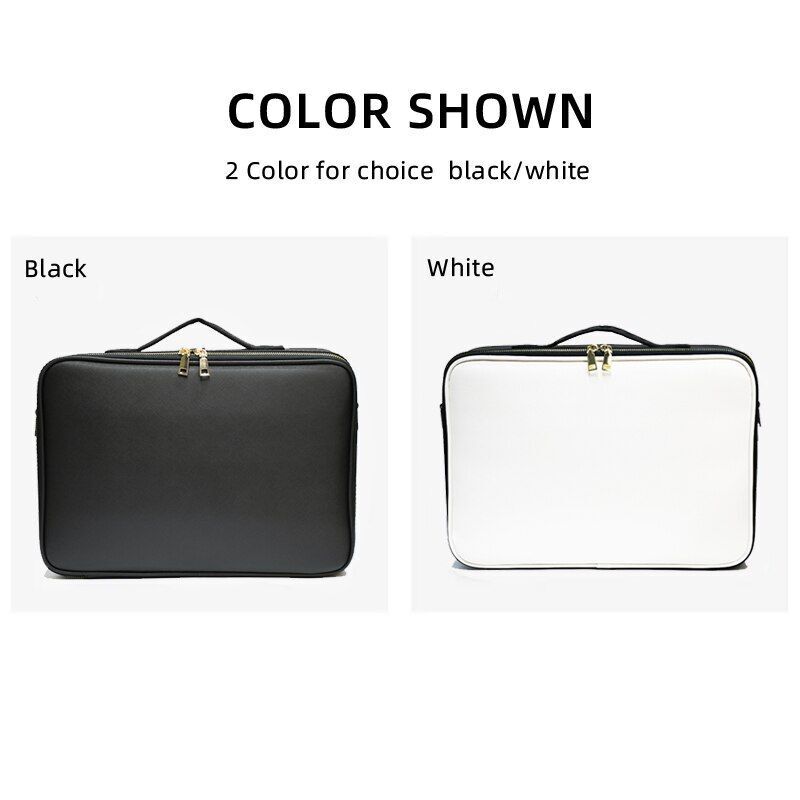 Leather Clapboard Cosmetic Bag Professional Make Up Case Large Traveling Insert