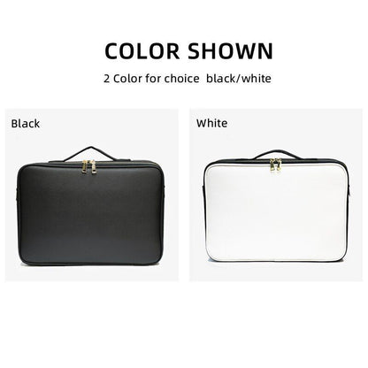 Leather Clapboard Cosmetic Bag Professional Make Up Case Large Traveling Insert