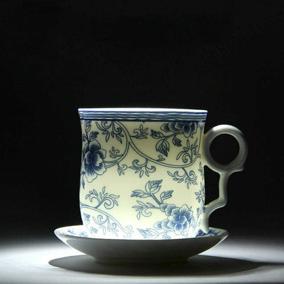 260ml Chinese Porcelain Tea Cup Set Saucer Lid Infuser Ceramic Teacup Tea Filter