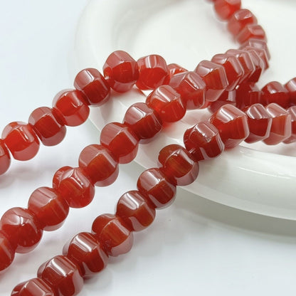Natural Red Agate Faceted Pumpkin Beads 10x12mm DIY Jewelry Making 40pcs