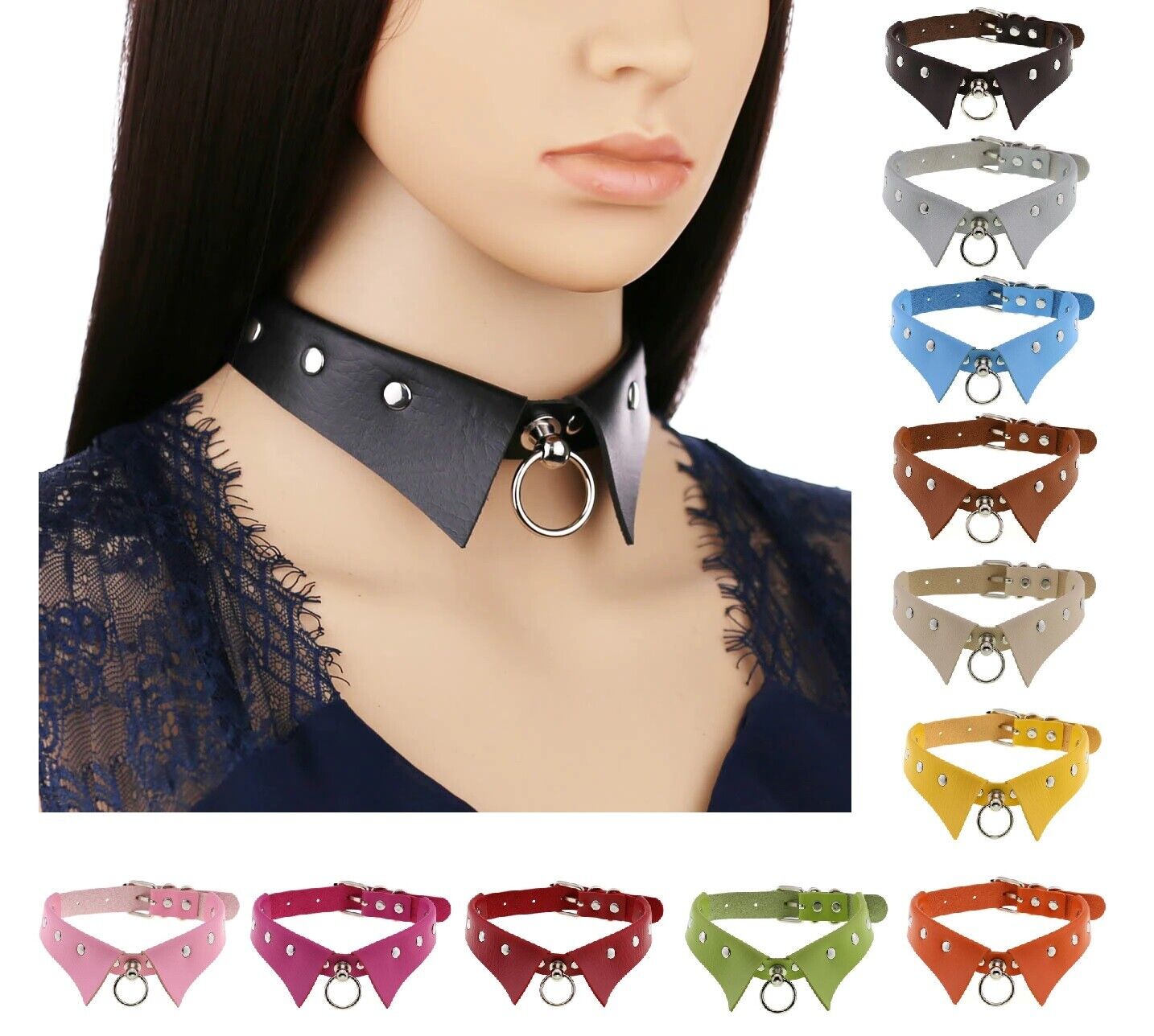Women Men Chokers Steampunk Party Necklace Gothic Collar Pendants Leather 4x43cm