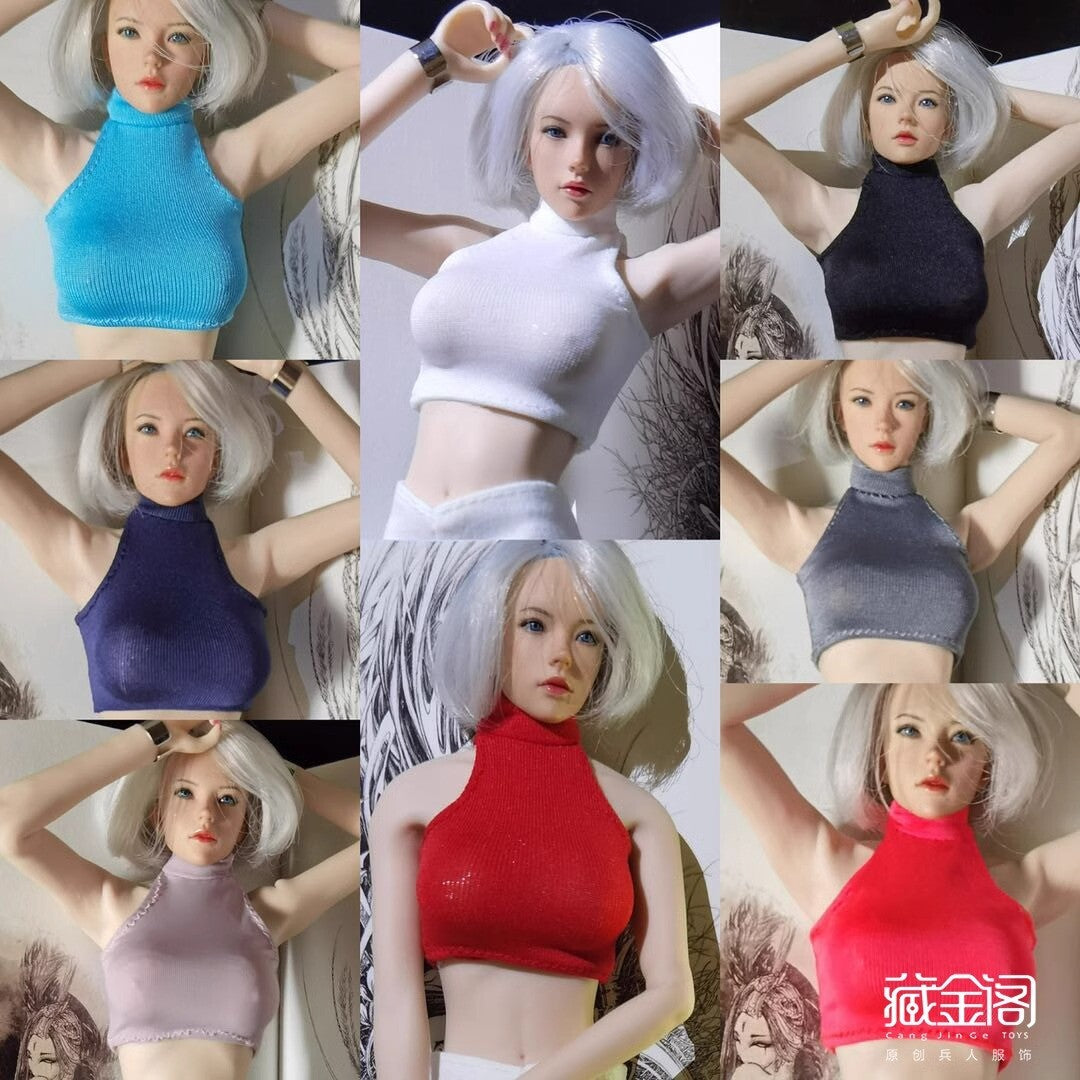 1/6 Female Neck Tight T-Shirt Bottom Tank Top Fits 12 "ph tbl Action Figure Body