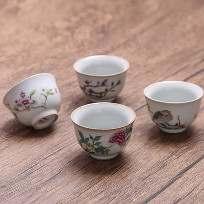 Antique Tea Cup Ruyao Kungfu Cup Of Tea Handpainted Master Cup Crackle Glaze New