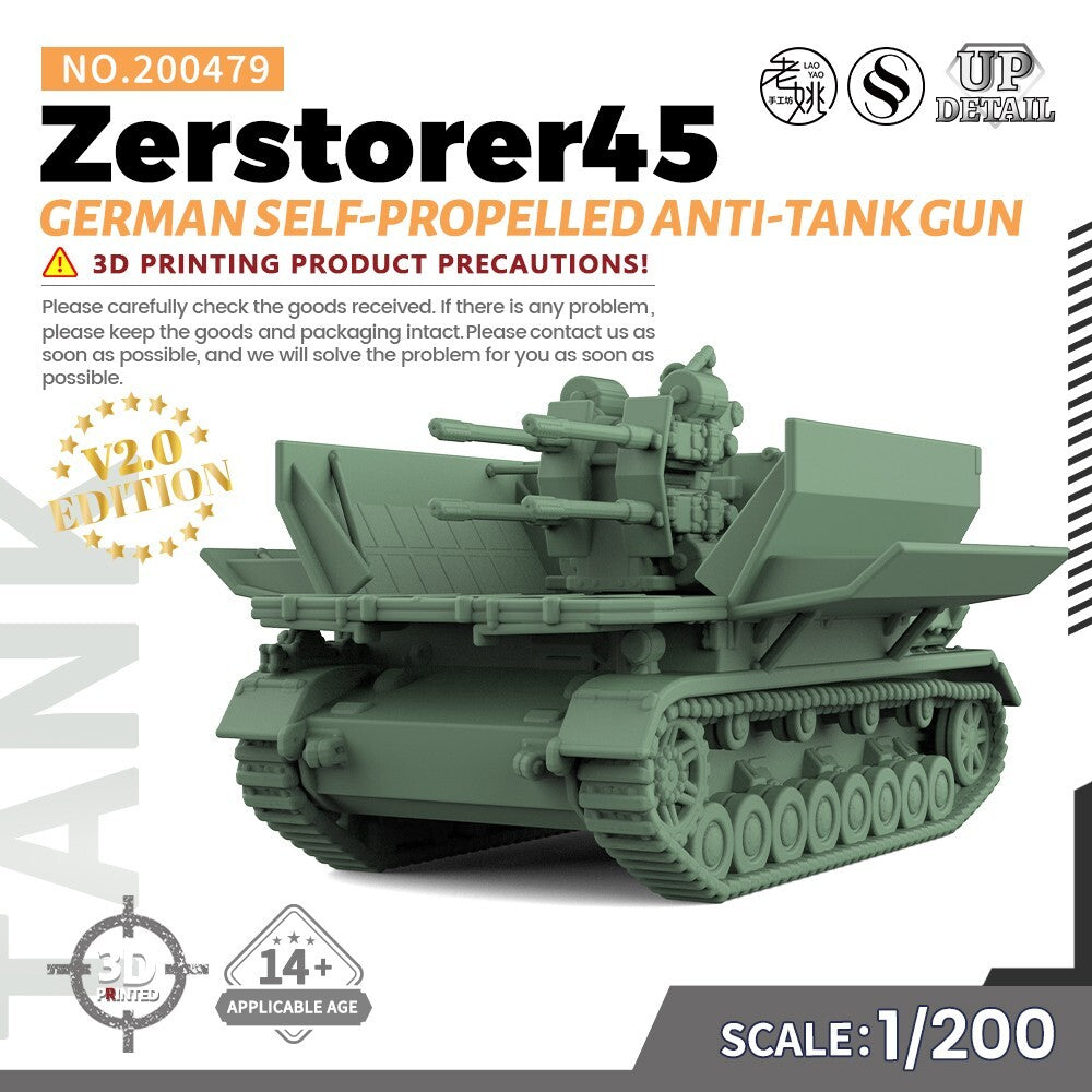 SS479 1/200/350/700 Model German Zerstorer45 Self-Propelled Anti-Tank Gun