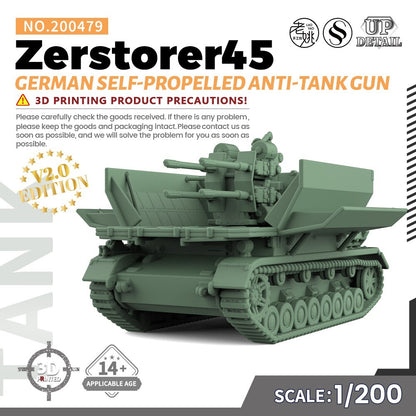 SS479 1/200/350/700 Model German Zerstorer45 Self-Propelled Anti-Tank Gun