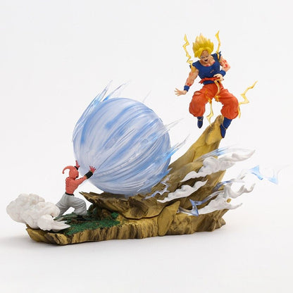 Dragon Ball Z Son Goku VS Majin Buu PVC Action Figure Model Toy Statue Light