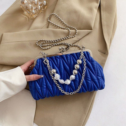 Hand Chain Pearl Bag Synthetic Leather Crossbody Purse Totes Handbag 14*22*6 CM