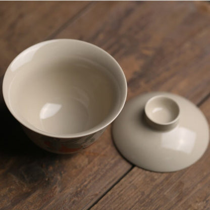150ml Ceramic Persimmon Gaiwan Tureen Chinese Cup Bowls Kung Fu Tea Set Decorate