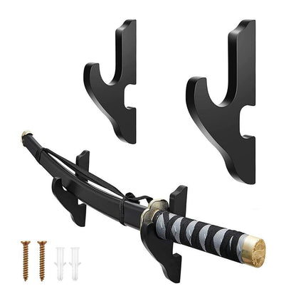 Sword Stand Holders 1 Pair Wooden Wall Mount Samurai Katana Tanto Hangers 15x7cm