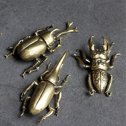 3Pcs/set China Bronze Beetle Statue Figure Tea Pet Tea Tray Decorate Handicraft