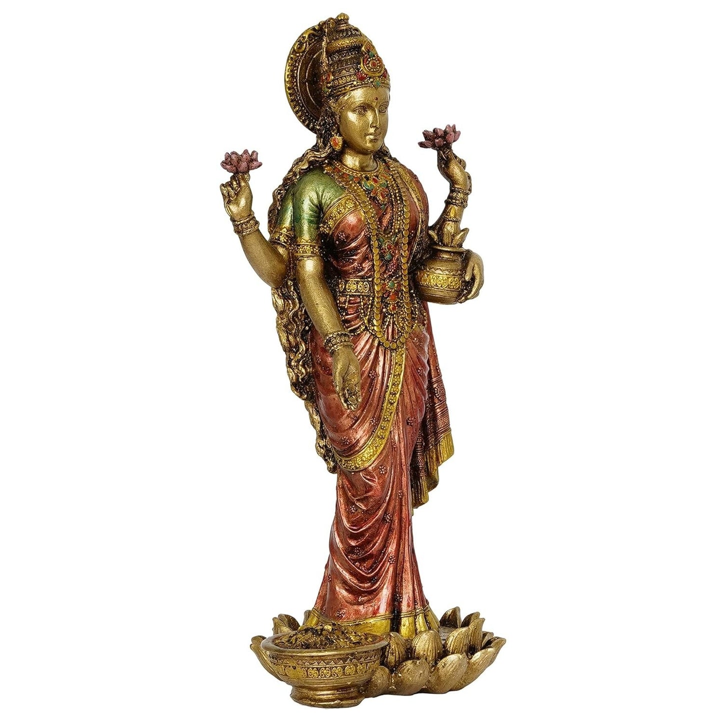 Handcrafted Standing Goddess Laxmi Ji Lakshmi Sculpture Idol Statue Figurine 10"