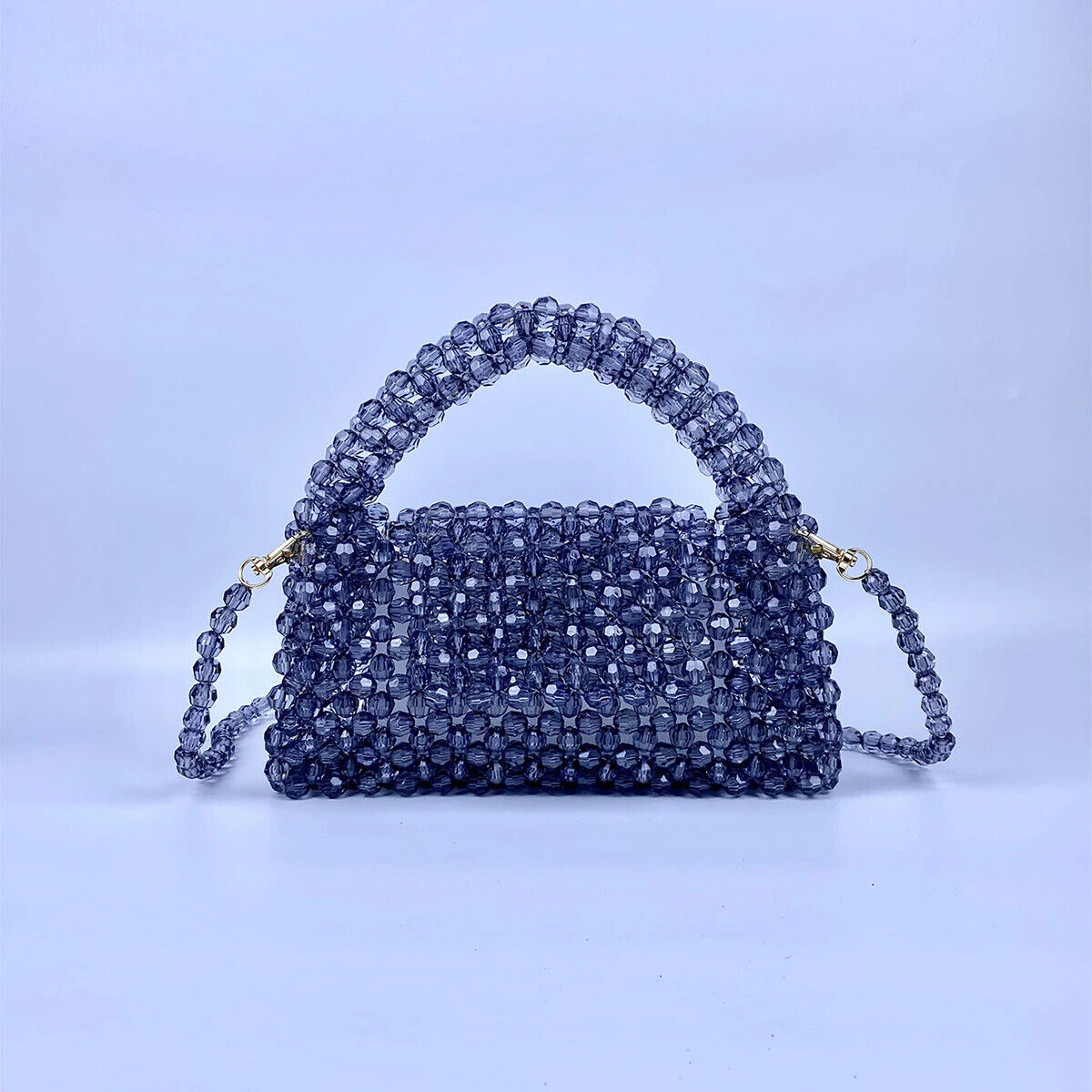 Beaded Knitted Pillow Type Handheld Crossbody Dual Purpose Acrylic Bag