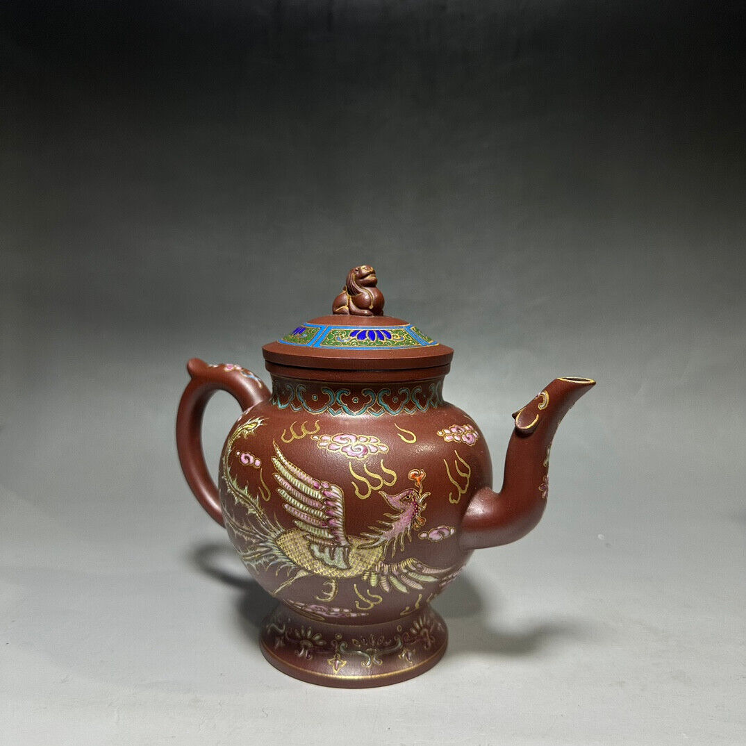 Chinese Yixing Zisha Clay Handmade Exquisite Teapot（龍凤高执 底款：乾隆御制）