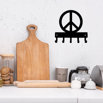 Peace Key Rack Hanger - 6 inch Wide Metal Wall Art