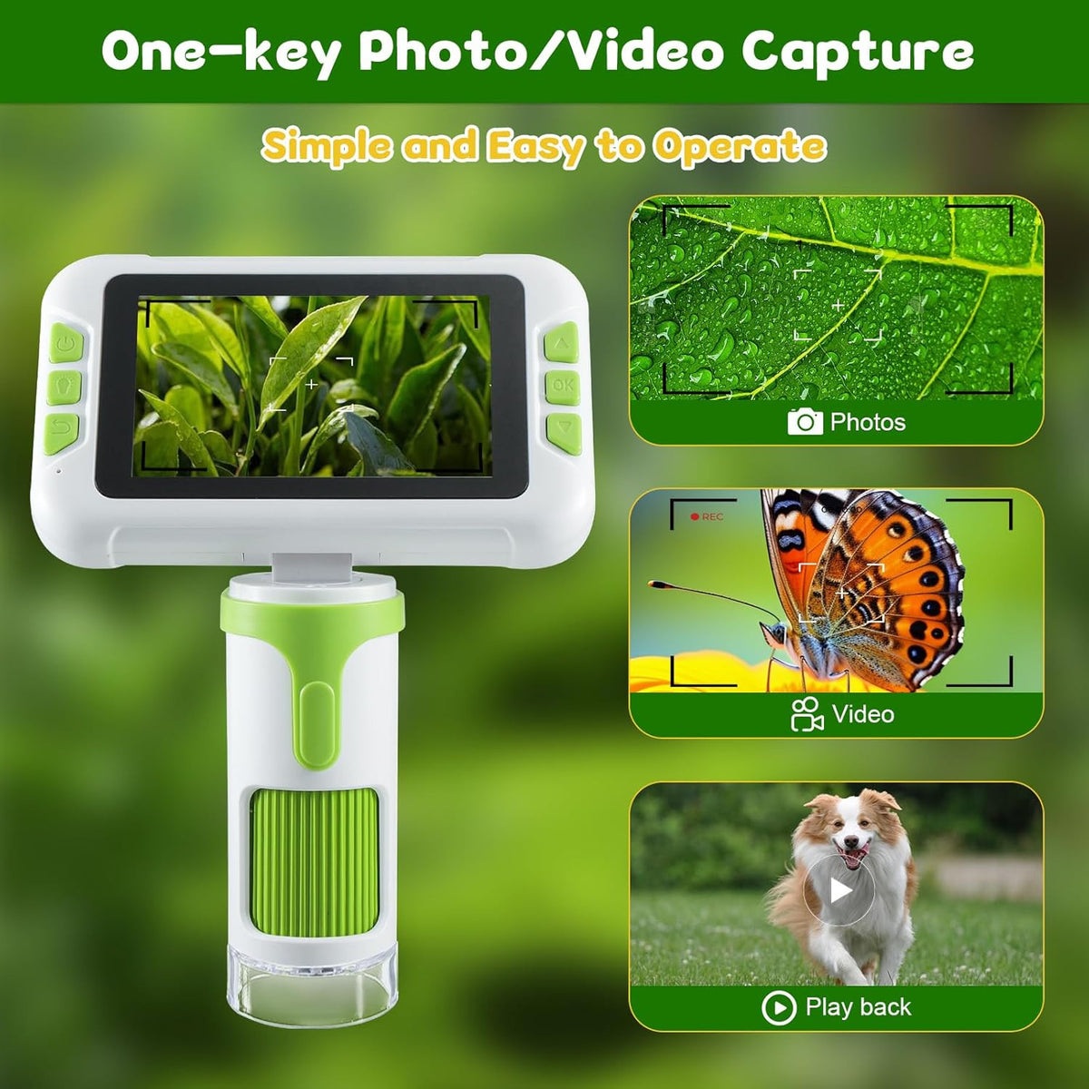 1600X Digital Microscope for Kids, Upgraded Portable Microscope with 4.0 Inch HD