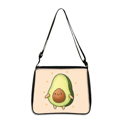Cute Avocado Lemon Print Shoulder Bags Handbag Clutch Lipstick Purse Storage Bag