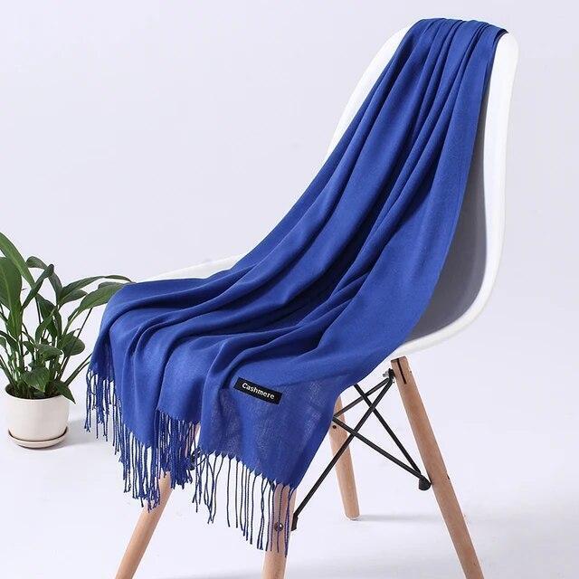 Scarf Solid Colorful Women Tessale Long Shawls Cashmere Scarves Casual Acrylic