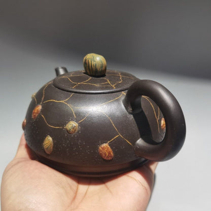 Chinese Yixing Purple Clay Teapot Zisha Ceremony Collectible Calligraphy Teaware