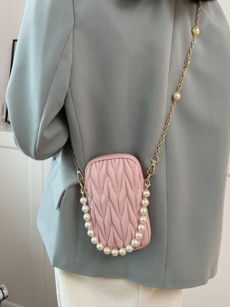 Pearl Shoulder Women's Bag Flap Crossbody Bags Women Female Handbags