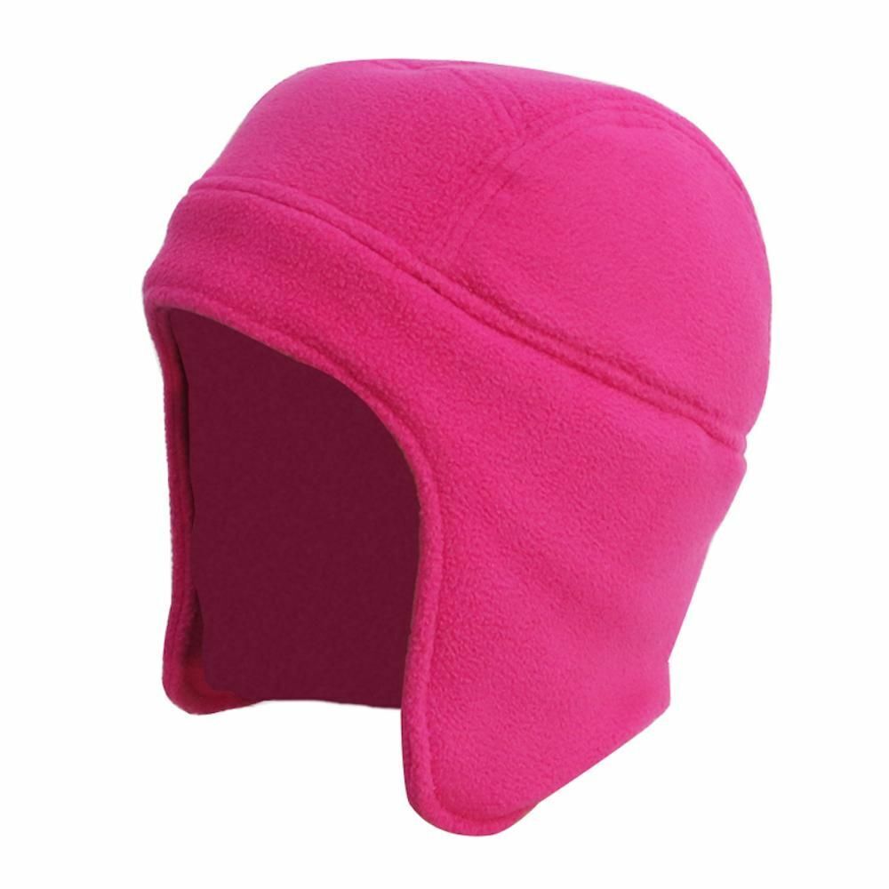 Men Women Warm Fleece Beanie Earflap Solid Color Adjustable Winter Hat Skull Cap