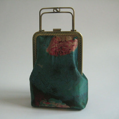 Handmade Vintage Flowers Print Bag Hand Lock Shell Crossbody Bag Shoulder Purse