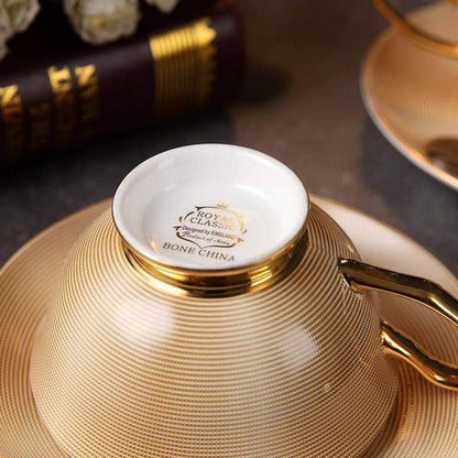 200ml Gold Bone Tea Cup Saucer Spoon Set Ceramic Coffee Cup Porcelain Teacup