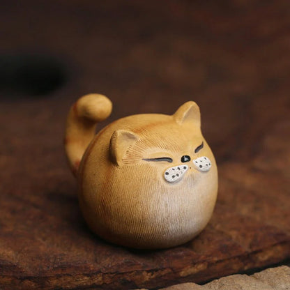 Yixing Purple Clay Tea Pet Cute Cat Tea Ceremony Accessories