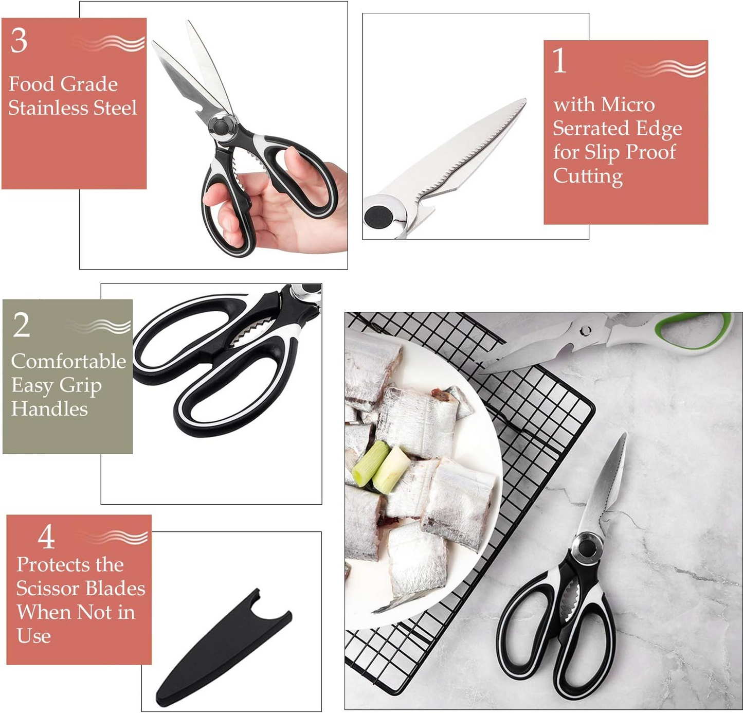 Herb Scissors Set with 5 Blades and Cover - Multipurpose Kitchen Chopping Shear