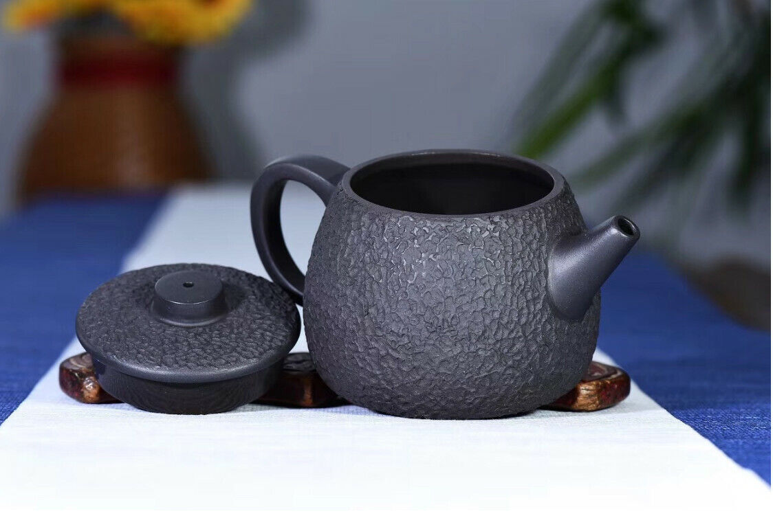 260cc Chinese Handmade JuLun Tea Pot Purple Sand Black Clay Gongfu Rich Iron Tea Pot-