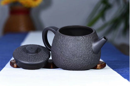 260cc Chinese Handmade JuLun Tea Pot Purple Sand Black Clay Gongfu Rich Iron Tea Pot-