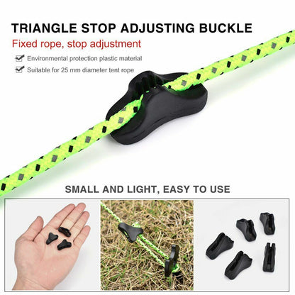10/20Pcs Tent Awning Rope Buckles Fastener Adjuster Non-Slip Cord Camping Tools