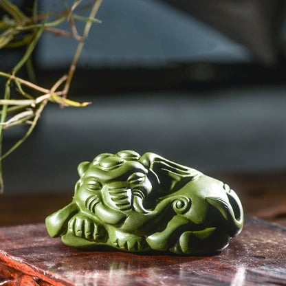 Yixing Zisha Green Clay Tea Pet Elephant Good Luck Statue Handmade Tea Play New