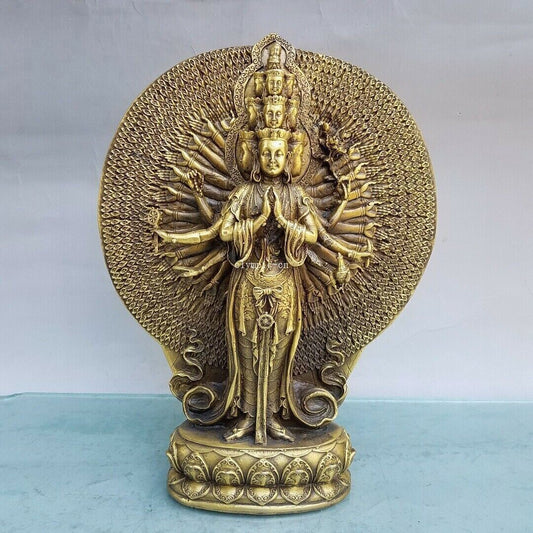 12 inch brass copper furniture decorate buddhism Thousands Hands Guanyin statue