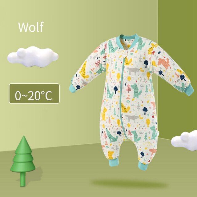 Cotton Sleeping Bag Long Sleeve Split Leg Baby Cloth Fit 0~6 Year Baby