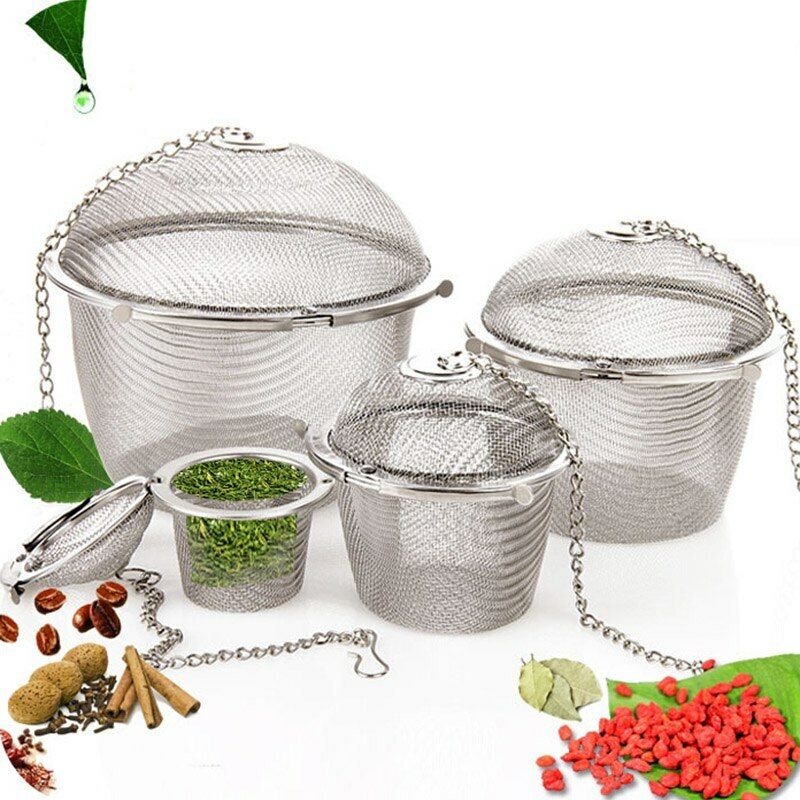 Stainless Steel Tea Spice Ball Mesh Infuser Tea Handle Filter Strainer Diffuser