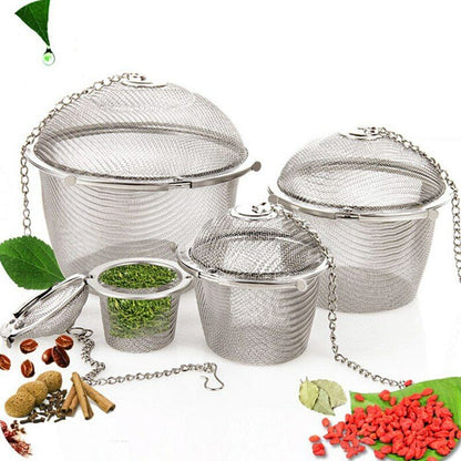 Stainless Steel Tea Spice Ball Mesh Infuser Tea Handle Filter Strainer Diffuser