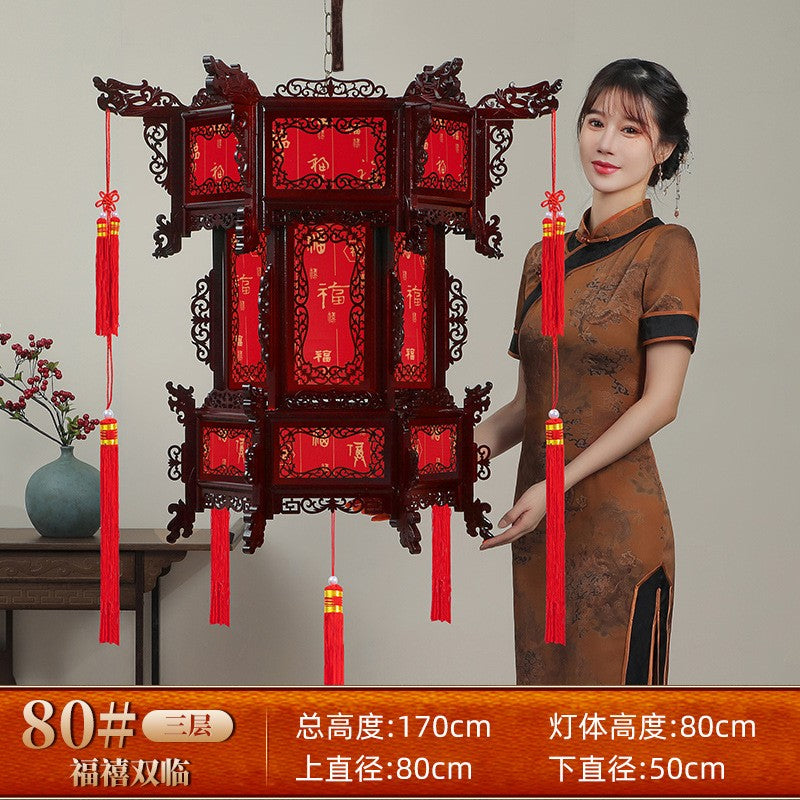 Palace Lantern Carved Wooden Chinese Lantern Balcony Red Outdoor Decoracion