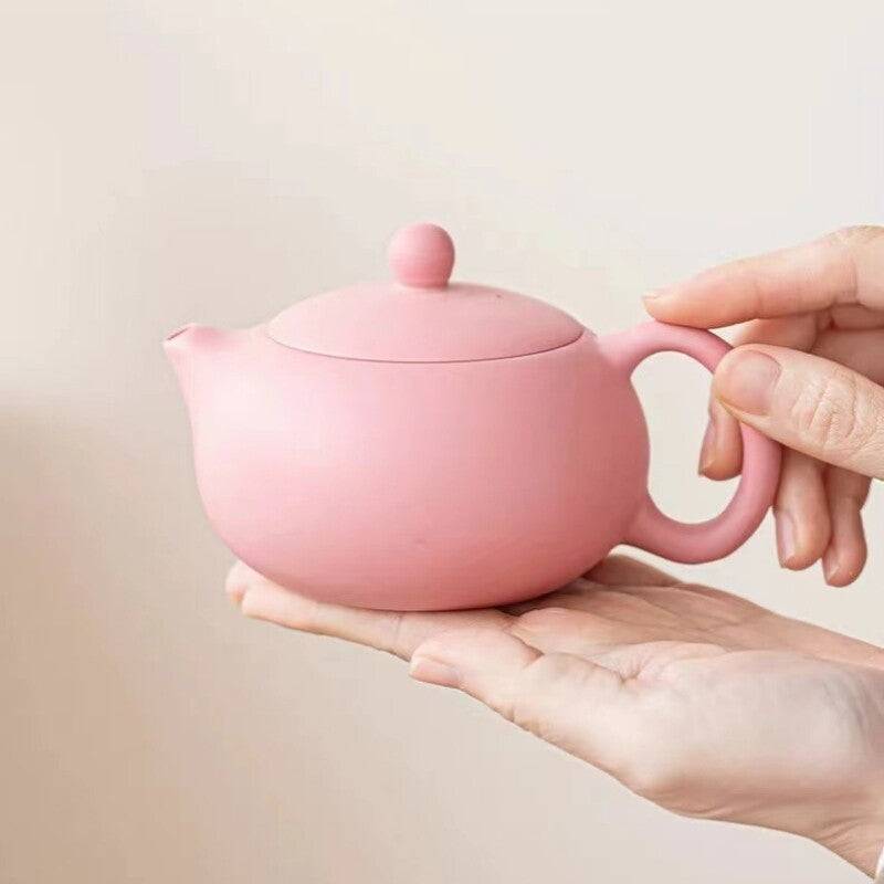 Handmade Tea Pot Real Yixing Zisha Pot Matching Tea Cup Xishi Pot Pink For Lady