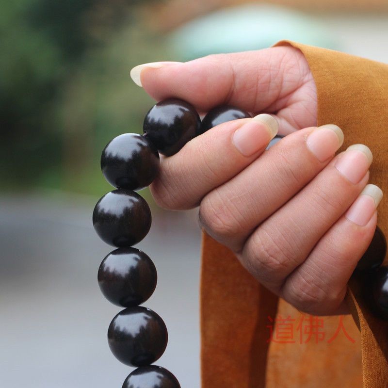 15mm 108 Ebony/Zitan Beads - Large Buddhist Mala Necklace Handheld